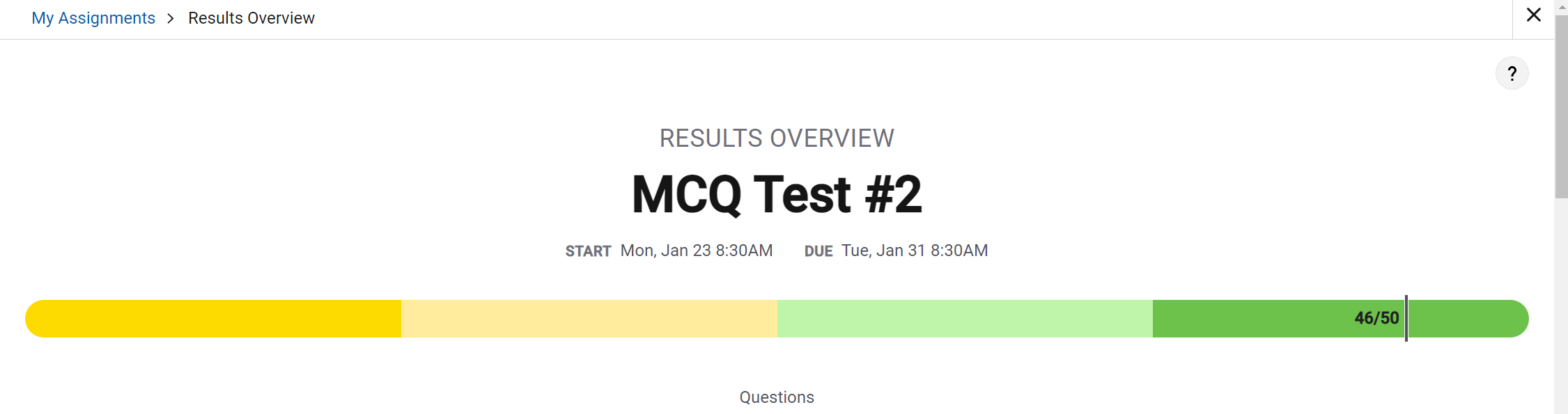 MCQ Test Score