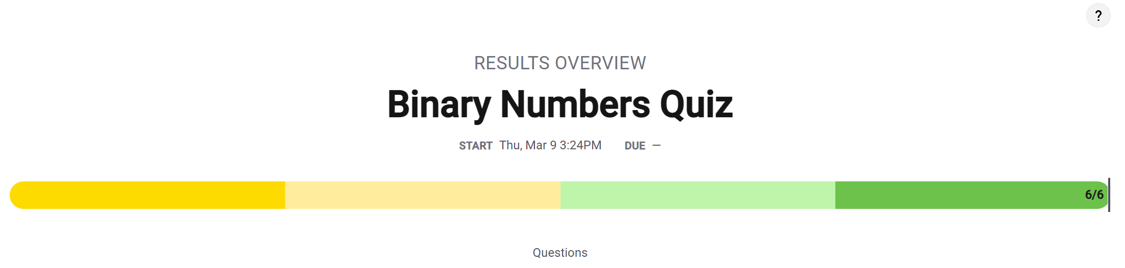 Binary Quiz score