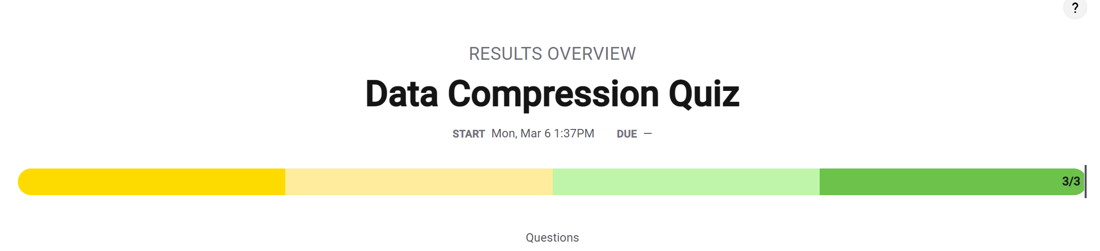 Data Compression Quiz score