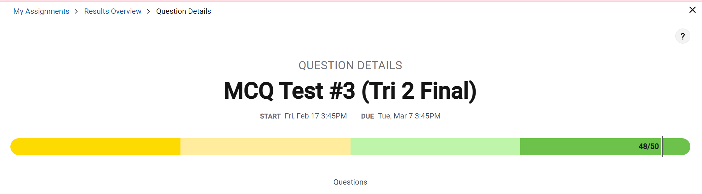 MCQ 3 Score